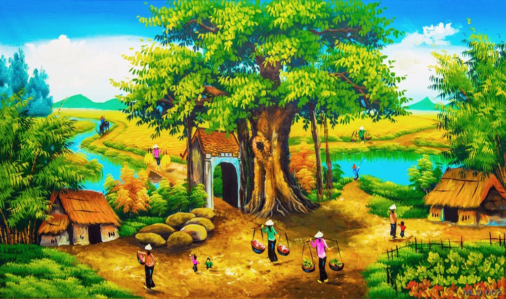 Phong cảnh làng quê - sơn dầu MLQ-002